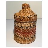 Rattle Top Basket Dyed Cedar Bark by Gladys Vandal