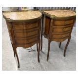 Pair Nightstands French Louis XV style Marble tops