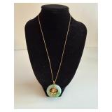 Vintage 14kt Gold Carved Chinese Jade Necklace