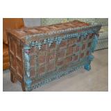VTG SOLID WOOD SIDEBOARD ANTIQUE BLUE CABINET