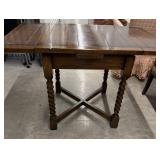 English Oak Draw-leaf Table Barley Twist Legs