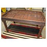 PERUVIAN CARVED DOOR DINING TABLE