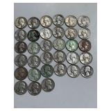 SILVER WASHINGTON QUARTER 1935-1964 LOT OF 33