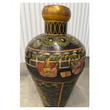 Water Vessel or Tole Rice Barrel Urn Painted Metal