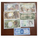 Lot of 7 Seven Foreign Banknotes