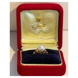 Vintage Mikimoto Pearl 14K Yellow Gold Ring Box