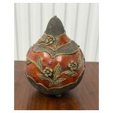 Hand-carved and Painted Gourd Art Lidded