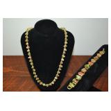 Natural Green & Brown Stone Necklace and Bracelet