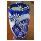 Imperlux Cobalt Blue Lead Crystal Vase 11 1/2'