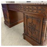Chippendale Mahogany & Leather Top Partner's Desk