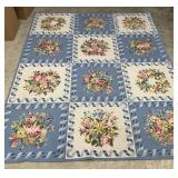 Stark Blue/White Botanical Needlepoint Carpet