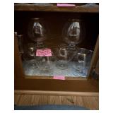 6 Brandy Sniffers Glasses with Gold Rims