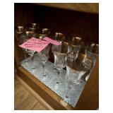 12 champagne Glasses with Gold Rims