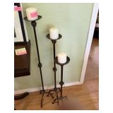 3 Candle Holders with Candles