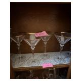 10 Martini Glasses with Gold Rims