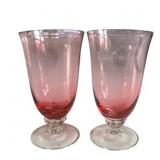 PAIR TIFFIN WISTERIA ICE TEA GLASS STEMWARE 5' tal
