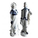 PAIR VINTAGE PORCELAIN FIGURINES 12'