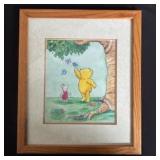 Vintage framed 'Whinnie the Poo' Print