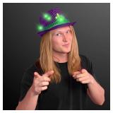 10pcs  Mardi Gras Sequin Light Up LED Fedora Hat