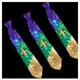 12pcs Light-Up Mardi Gras Necktie