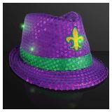 10pcs  Mardi Gras Sequin Light Up LED Fedora Hat