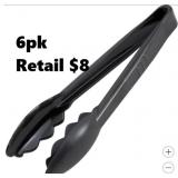Winco 9' Plastic Tongs, Black, 6-count