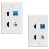 HDMI Ethernet Coax Wallplate 2Pack,4 Port Wall