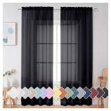 2 Panels Black, 42' W x 84' L  Sheer Curtains
