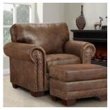 Buckskin Arm Chair and Ottoman