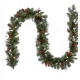 National tree 9 ft.  Garland +Clear Lights Plug-In