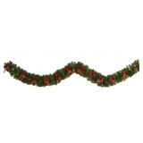 9ï¿½ Bow and Pinecone Christmas Garland +LED Lights