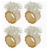 Beaded Flower Resin Napkin Ring #3.7