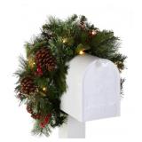 36 in.Fir Mailbox Swag with LED Lights