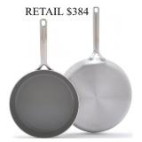 GreenPanï¿½ GP5 Stainless Steel 2-Pc Frypan Set #54