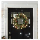 24 in. Pre-Lit  Spruce Wreath+Clear Lights,