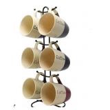 Elama Coffee House Mug Set with Stand, 6pcs#5