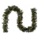 9 ft. Pre-Lit Wispy Willow Garland+Clear Lights,