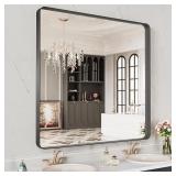 LOAAO 40x38' Black Metal Bathroom Mirror $189