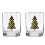 Cambrige  Plaid evergreen tree glasses set of 2 #2