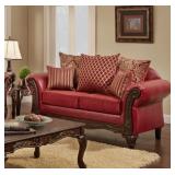 Sabahat Carved Wood Traditional Loveseat