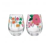 Cambridge Floral Bright Stemless Wine Glasses#2.3