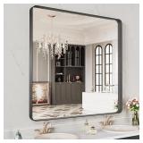 LOAAO 40x38' Black Metal Bathroom Mirror $189