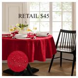 Elrene Home 90' Tablecloth, Round, Red #6