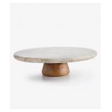 Oake Marble Wood-Base Cake Stand#3