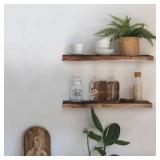 #10 Acacia Floating Wood Shelf, 2-Pack