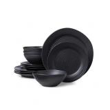 #10 Oneida Ridge 12-Piece Dinnerware Set Black