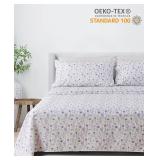 #8 Madelinen Floral Printed  3-pcs Sheet Set King