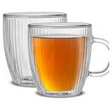 #4 JoyJolt Fluted Glass Coffee Mugs (Set of 2)