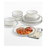 #5 Haven Black Rim 12-Piece Dinnerware Set