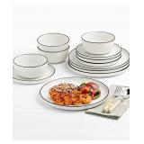 #5 Haven Black Rim 12-Piece Dinnerware Set